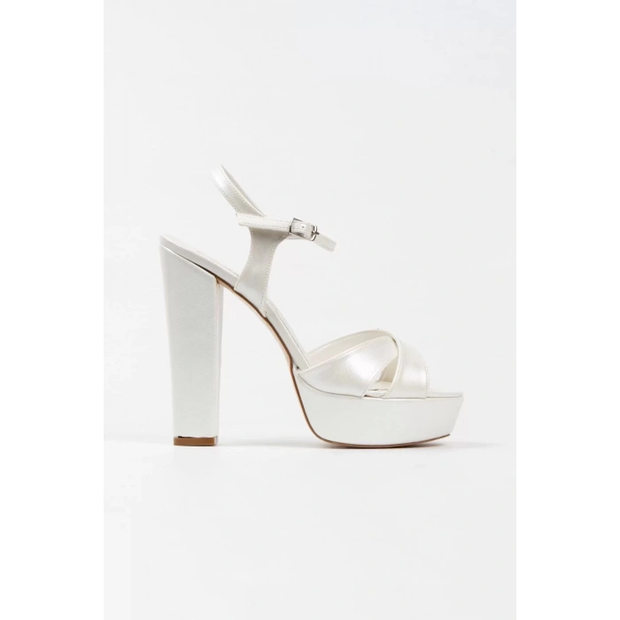 Kadın Moda Şık Sedef Cilt Klasik Ayakkabı Kalın Düğün Nişan Gece Abiye Ayakkabı