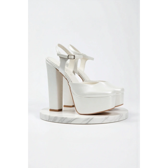 Kadın Moda Şık Sedef Cilt Klasik Köşe Kalıplı Kalın Düğün Nişan Gece Abiye Ayakkabısı