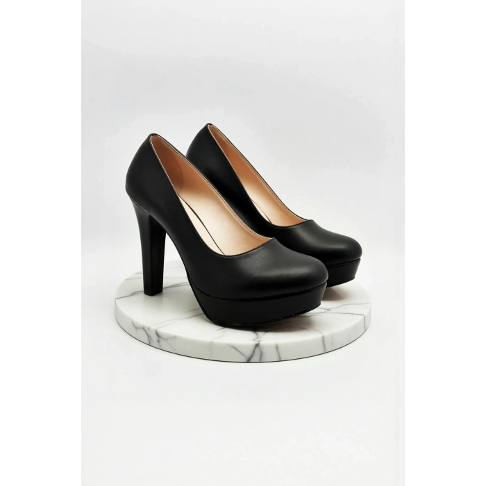 Kadın Moda Şık Siyah Klasik Topuklu Ayakkabı Topuklu Düğün Nişan Gece Abiye Ayakkabı