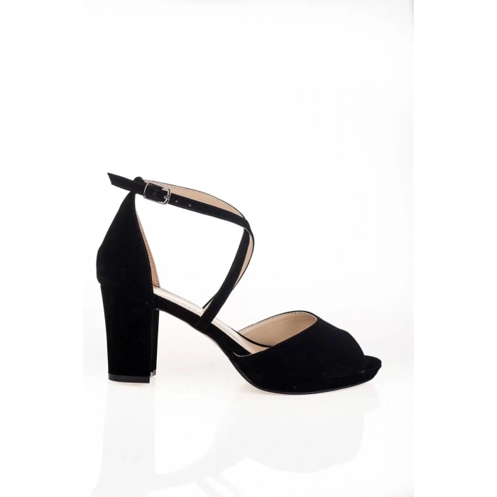 Kadın Moda Şık Siyah Süet Topuklu Klasik Ayakkabı Topuklu Düğün Nişan Gece Abiye Ayakkabı