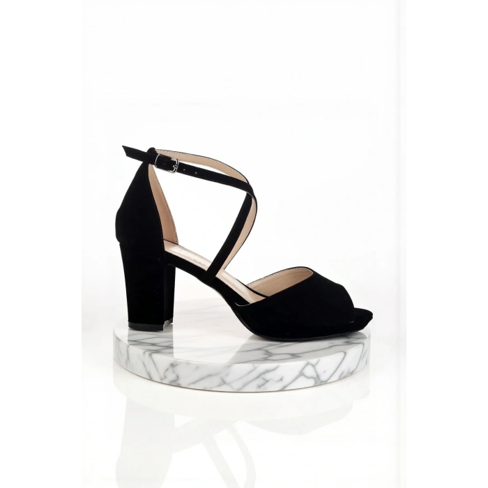 Kadın Moda Şık Siyah Topuklu Ayakkabı Topuklu Zarif Tasarım Düğün Nişan Gece Abiye Ayakkabısı