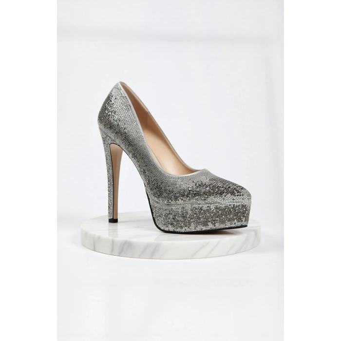 Kadın Moda Şık Sultan Çift Renktaşlı Klasik Sivri Ince Topuklu Düğün Nişan Gece Abiye Ayakkabı