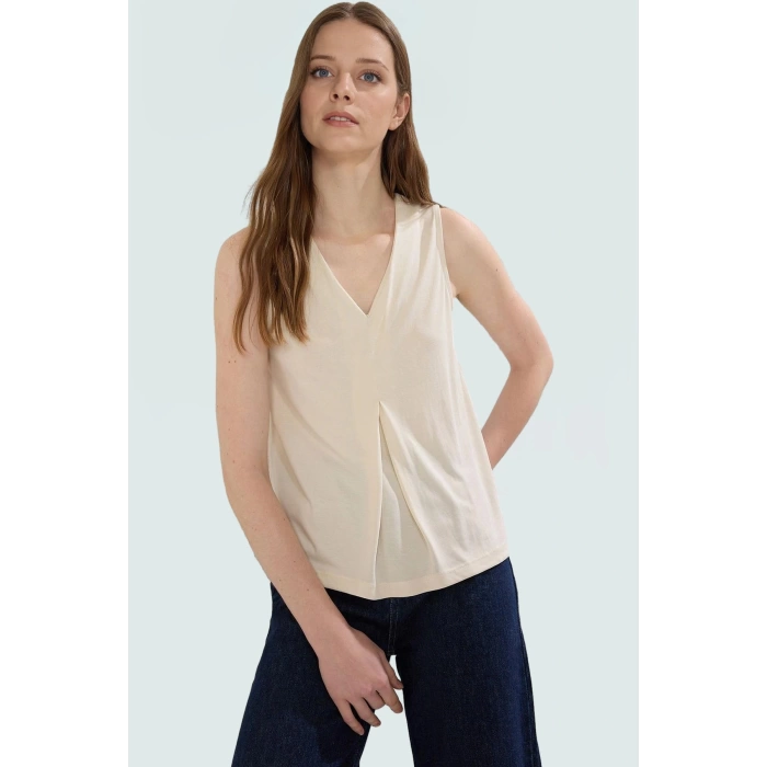 Kadın Modal Örme Bluz Rahat Kalıp V Yaka Yazlık Modern Stil Şık Görünüm Yüksek Kalite