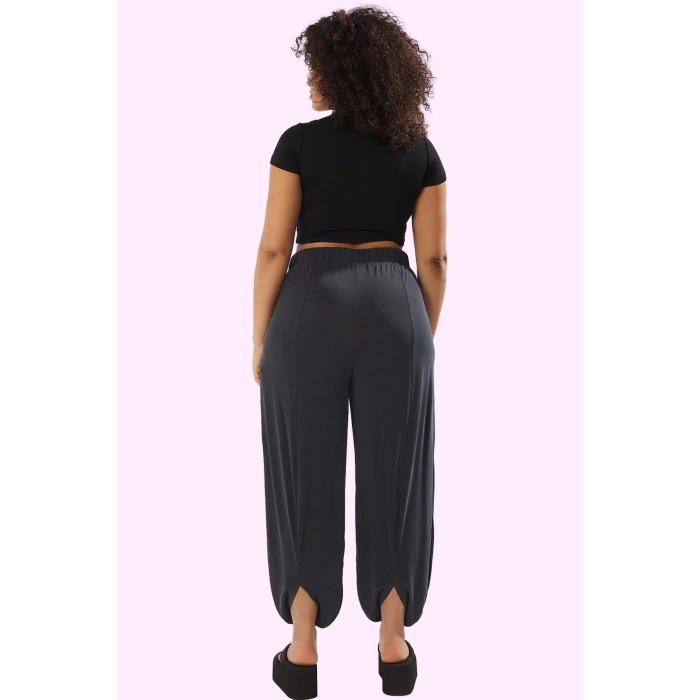 Kadın Modal Polyester Pantolon Havuç Kesim Yüksek Bel Lastikli Paça Yaz Aylarının Vazgeçilmezi