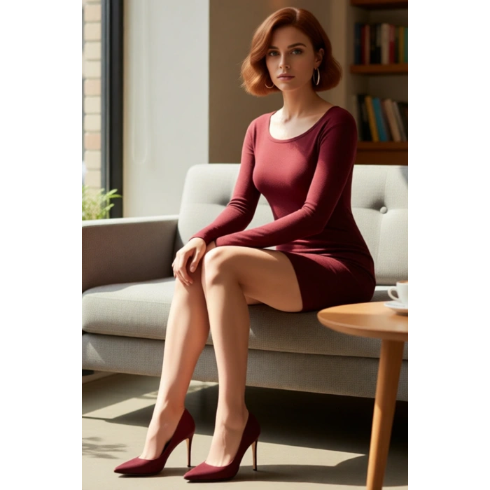 Kadın Modern Bodycon Kesim Havuz Yaka Uzun Kollu Örme Mini Elbise Casual Soğuk Hava Şıklığı