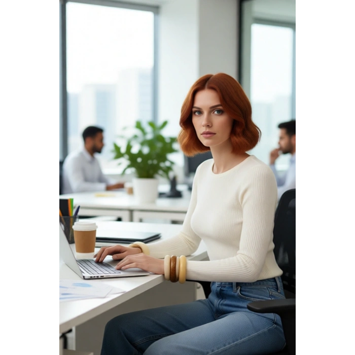 Kadın Modern Fitted Ekru Triko Üst Bisiklet Yaka İnce Yapılı Günlük Şıklık İçin Rahat Seçim