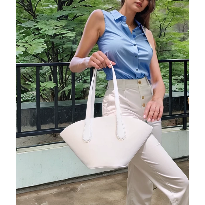 Kadın Modern Kesim Suni Deri Shopper Çanta El Ve Omuz Kullanımı İçin Mükemmel Uyum Mükemmel Uyum