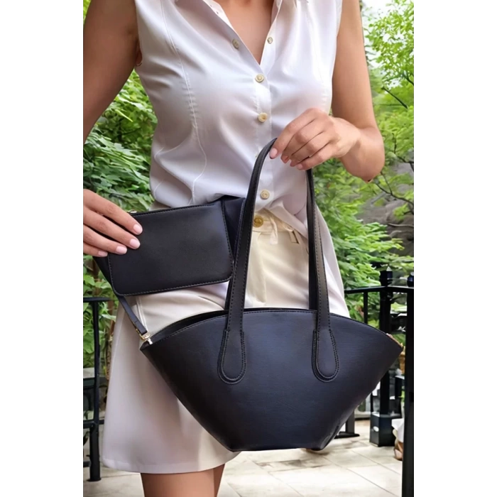 Kadın Modern Kesim Suni Deri Shopper Çanta El Ve Omuz Kullanımı İçin Mükemmel Uyum Mükemmel Uyum