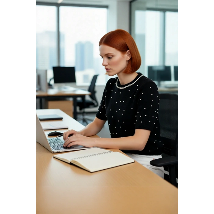 Kadın Modern Kısa Kol Nakış Detaylı Bisiklet Yaka Crop Triko Kazak Cool Comfort Stilinizi Tamamlayın