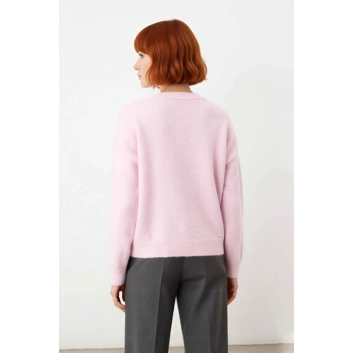 Kadın Modern Oversize Triko Kazak Bisiklet Yaka Düşük Kol Rahat Ve Şık Görünüm Sağlar Kaliteli