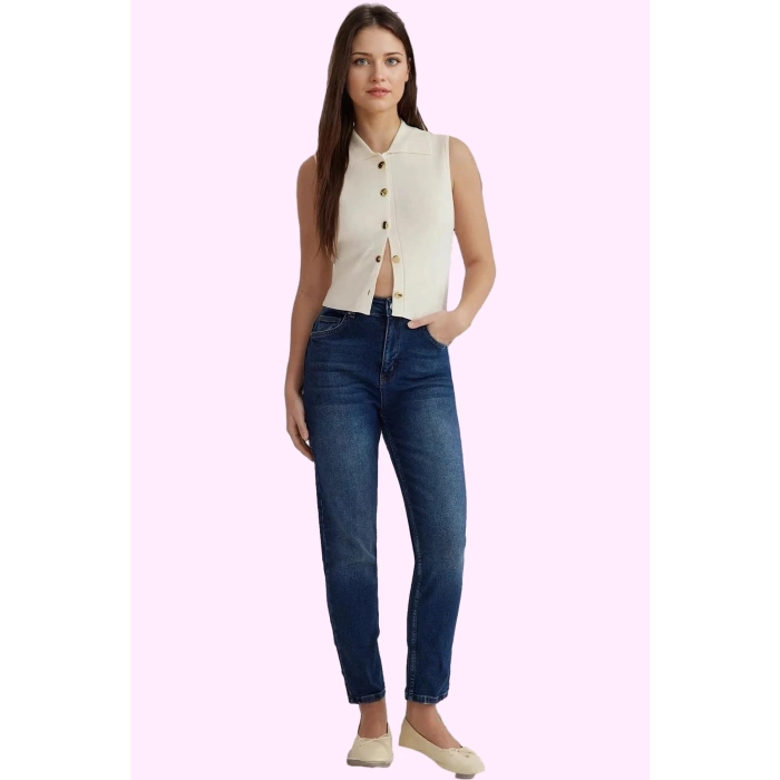 Kadın Mom Jean Denim Günlük Stil Yüksek Bel Uzun Boy Hafta Sonu Yaz Aylarının Vazgeçilmezi