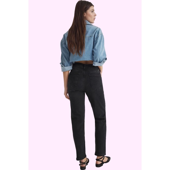 Kadın Mom Jean Denim Günlük Stil Yüksek Bel Uzun Boy Hafta Sonu Yaz Aylarının Vazgeçilmezi