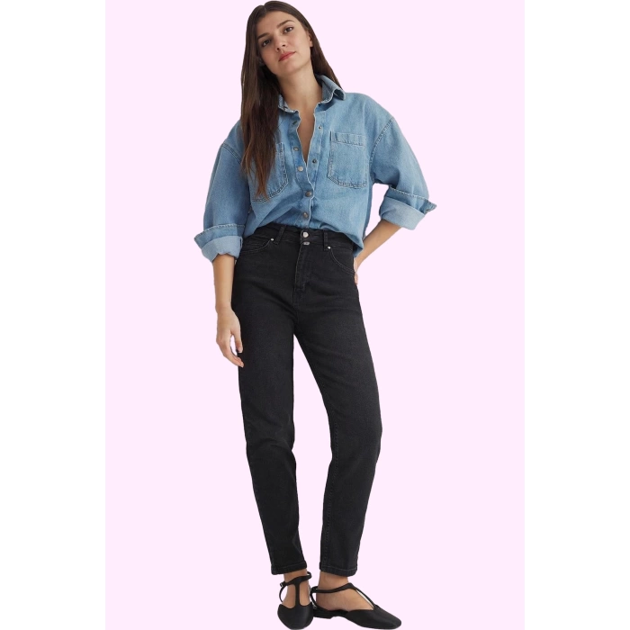 Kadın Mom Jean Denim Günlük Stil Yüksek Bel Uzun Boy Hafta Sonu Yaz Aylarının Vazgeçilmezi