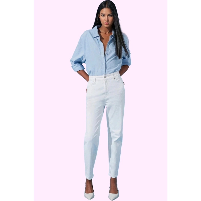 Kadın Mom Jean Regular Boy Yüksek Bel Denim Casual Stil Günlük Kullanım Yaz Aylarının Vazgeçilmezi