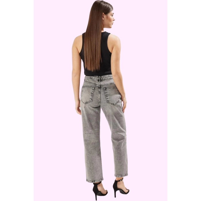 Kadın Normal Bel Düz Denim Straight Jean Pantolon Günlük Stil Hafta Sonu Dayanıklı Malzeme