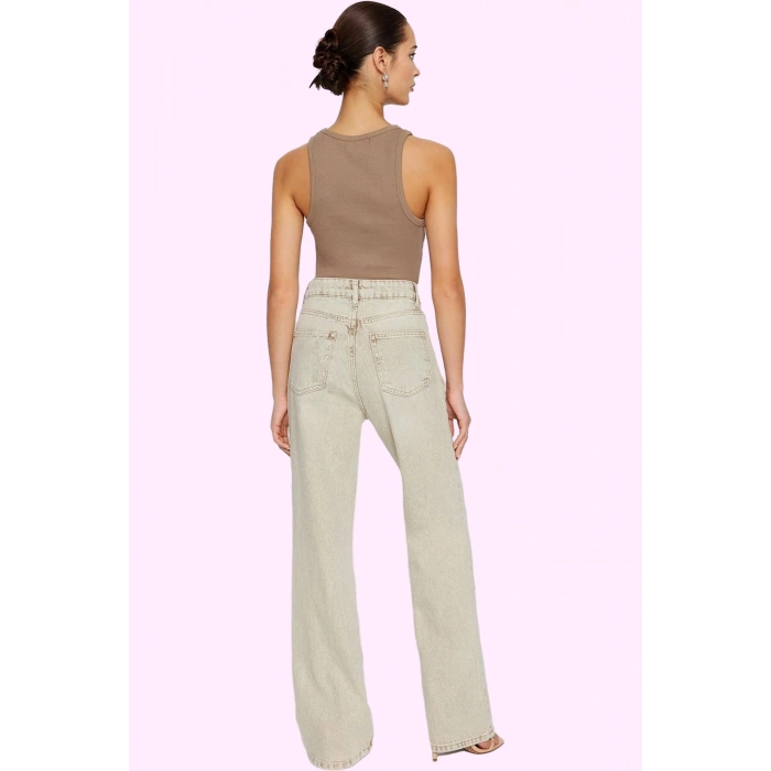 Kadın Normal Bel Wide Leg Denim Pantolon Pamuk Günlük Şıklık İçin Yaz Aylarının Vazgeçilmezi
