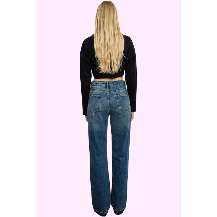 Kadın Normal Bel Wide Leg Jean Pamuk Rigid Dokuma Günlük Hafta Sonu Yaz Aylarının Vazgeçilmezi
