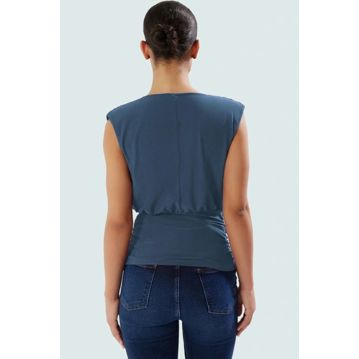 Kadın Örme Bluz Belden Oturmalı Dökümlü Yazlık Premium Kalite Konforlu Kesim Rahat Ve Şık