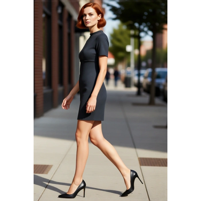 Kadın Örme Elbise Mini Boy Nervürlü Dik Yaka Selanik Dokulu Kısa Kollu Shift Kalıp Şık Kombinler