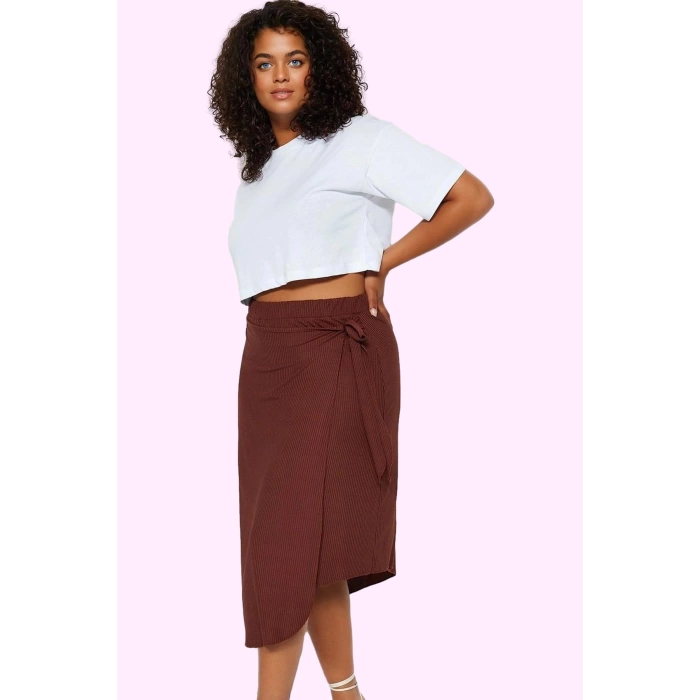 Kadın Örme Etek Midi Boy Casual Anvelop Sarong Yüksek Bel Tasarım Yaz Aylarının Vazgeçilmezi