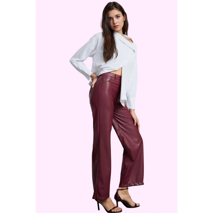 Kadın Örme Kumaş Pantolon; Yüksek Bel Wide Leg Cep Detaylı Rahat Kalıp Yaz Aylarının Vazgeçilmezi