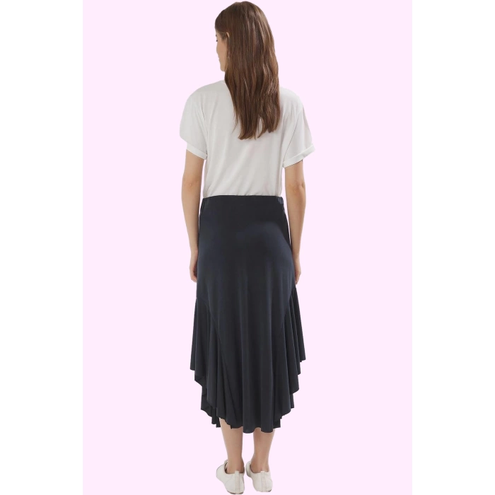 Kadın Örme Midi Etek Modal Polyester Yazlık Casual Fırfırlı Günlük Kullanım Modern Tasarım