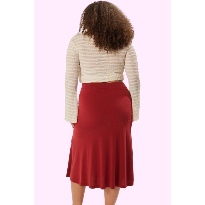 Kadın Örme Midi Etek; Renk Yüksek Bel A line Casual Stil Günlük Kullanım Dayanıklı Malzeme