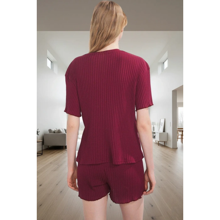 Kadın Örme Pijama Takımı Regular Kalıp Kısa Kol Boru Paça Premium Kalite Şık Görünüm