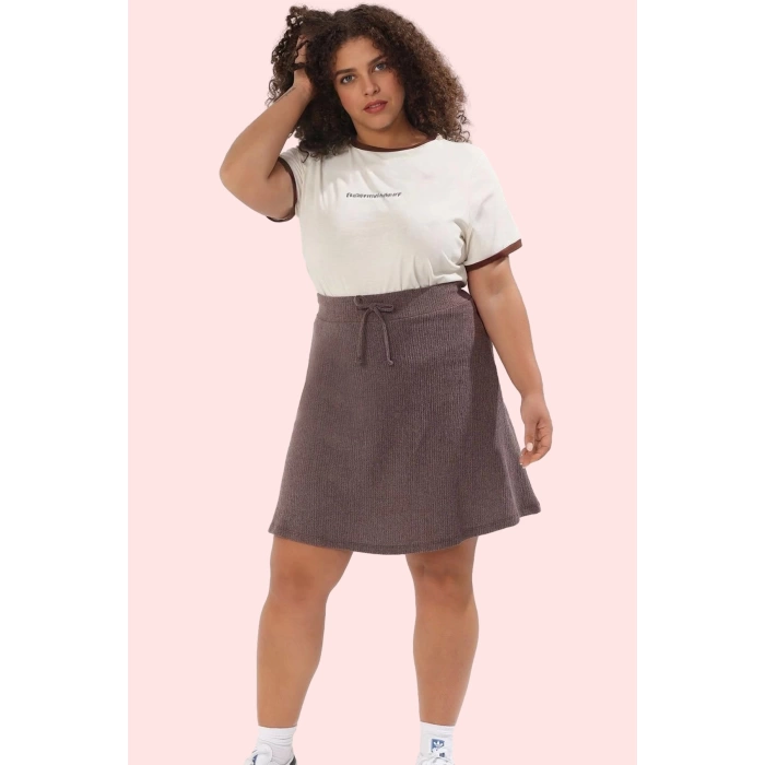 Kadın Örme Şort Etek Yüksek Bel Kısa Boy Günlük Casual Kombin Hafta Sonu Dayanıklı Malzeme