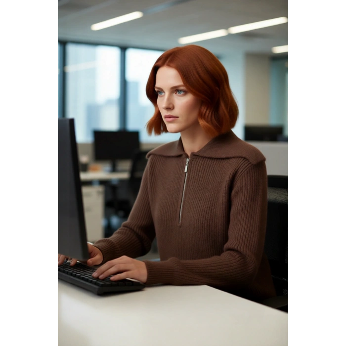 Kadın Orta Kalınlık Akrilik Karışımlı Selanik Dokuma Polo Yaka Triko Kazak Günlük Kullanım