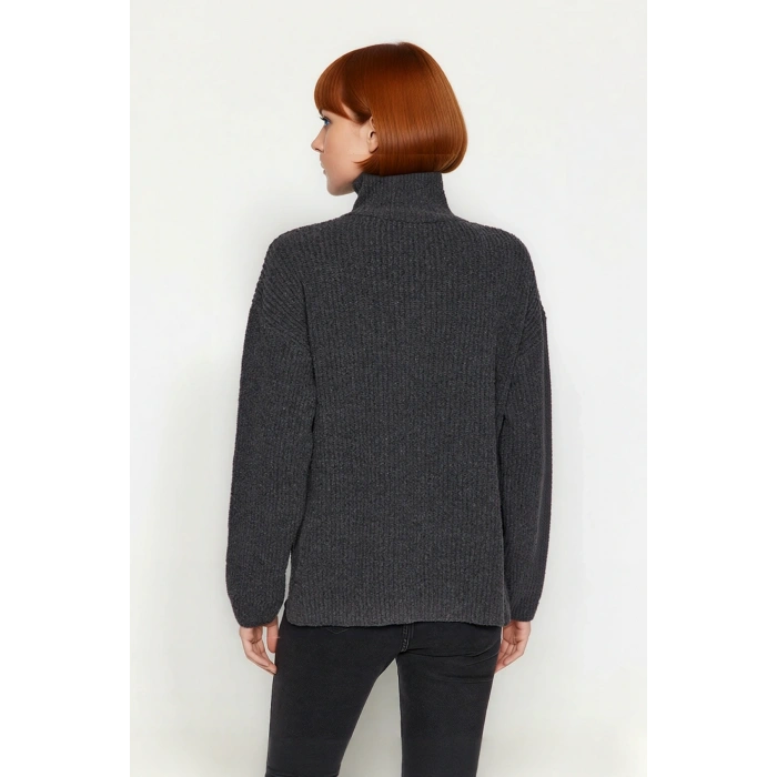 Kadın Orta Kalınlık Düşük Kol Selanik Dokuma Regular Kesim Uzun Triko Kazak Günlük Kullanıma Uygun