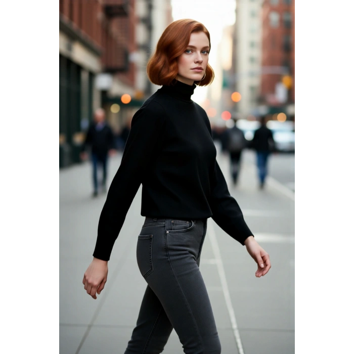 Kadın Oversize Balıkçı Yaka Basic Triko Kazak Kışlık Soğuk Havalar İçin İdeal Şıklık Ve Rahatlık