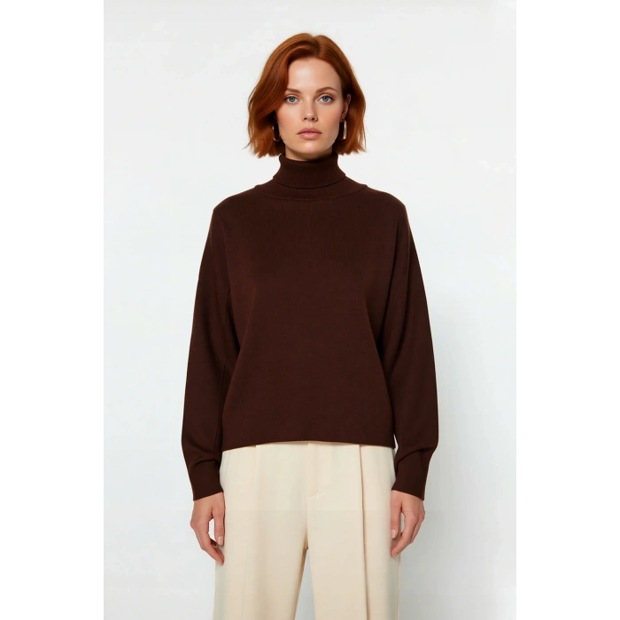 Kadın Oversize Balıkçı Yaka Basic Triko Kazak Kışlık Soğuk Havalar İçin İdeal Şıklık Ve Rahatlık