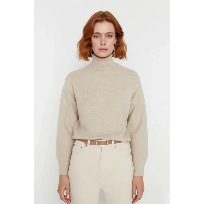 Kadın Oversize Balıkçı Yaka Basic Triko Kazak Kışlık Soğuk Havalar İçin İdeal Şıklık Ve Rahatlık