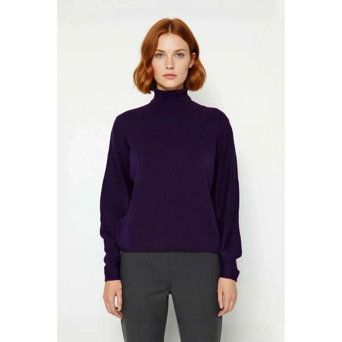 Kadın Oversize Balıkçı Yaka Basic Triko Kazak Kışlık Soğuk Havalar İçin İdeal Şıklık Ve Rahatlık