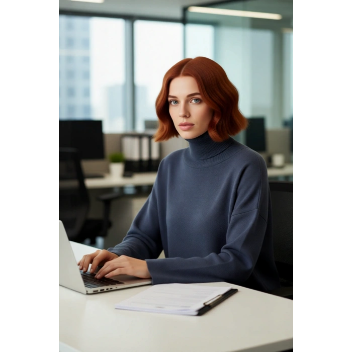 Kadın Oversize Balıkçı Yaka Düşük Kol Akrilik Triko Kazak Kış Sezonu İçin Uzun Basic Model