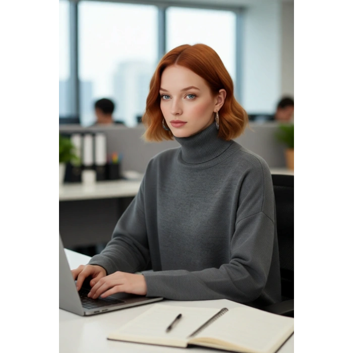 Kadın Oversize Balıkçı Yaka Düşük Kol Akrilik Triko Kazak Kış Sezonu İçin Uzun Basic Model