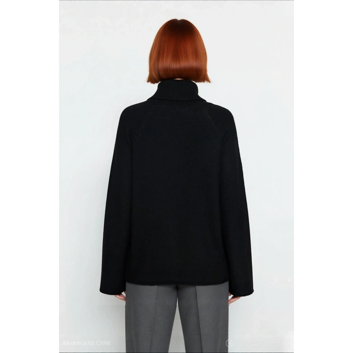 Kadın Oversize Balıkçı Yaka Reglan Kol Triko Kazak Kışlık Rahat Ve Şık Günlük Kombinler İçin İdeal