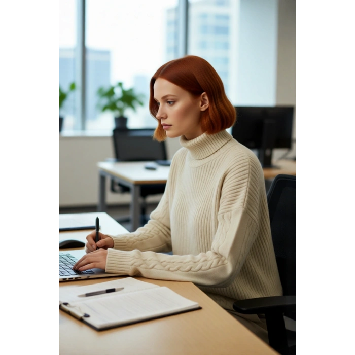 Kadın Oversize Balıkçı Yaka Triko Kazak Günlük Kullanım İçin Şık Düşük Kol Saç Örgülü Basic