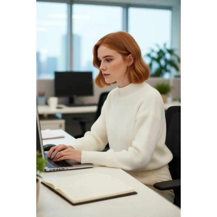 Kadın Oversize Balon Kol Dik Yaka Triko Kazak Kışa Özel Zigzag Desenli Rahat Şıklık Sunar Kaliteli