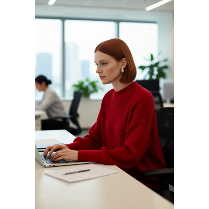 Kadın Oversize Balon Kol Selanik Dokuma Bisiklet Yaka Uzun Düz Basic Triko Kazak 100% Akrilik