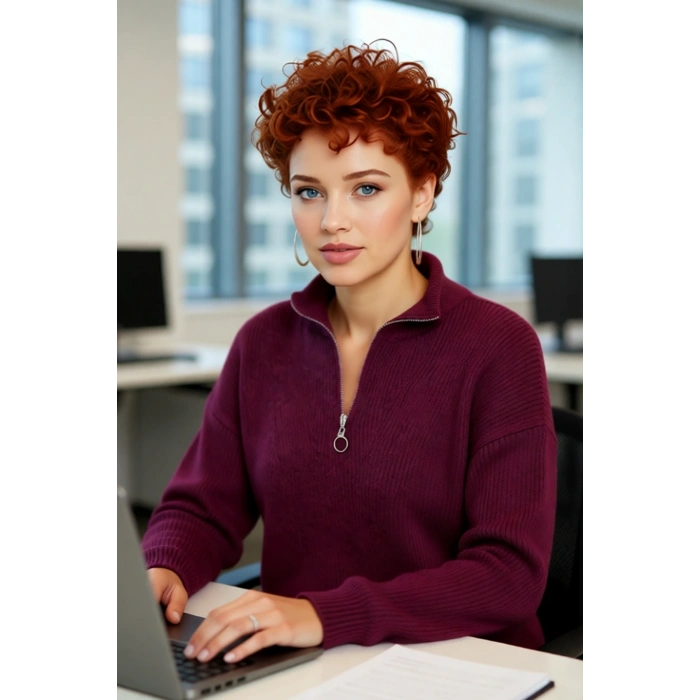 Kadın Oversize Basic Dokulu Uzun Kollu Fermuarlı Dik Yaka Selanik Örgü Triko Kazak Kaliteli