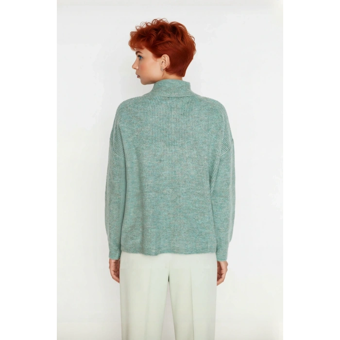 Kadın Oversize Basic Dokulu Uzun Kollu Fermuarlı Dik Yaka Selanik Örgü Triko Kazak Kaliteli