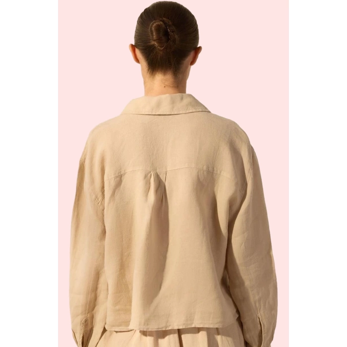 Kadın Oversize Basic Gömlek Yaka Keten Günlük Yazlık Hafta Sonu Yaz Aylarının Vazgeçilmezi