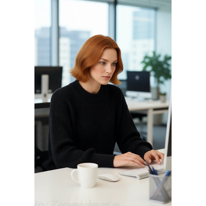 Kadın Oversize Basic Uzun Balon Kol Selanik Dokuma Triko Kazak 100% Akrilik Soğuk Havalar Kaliteli