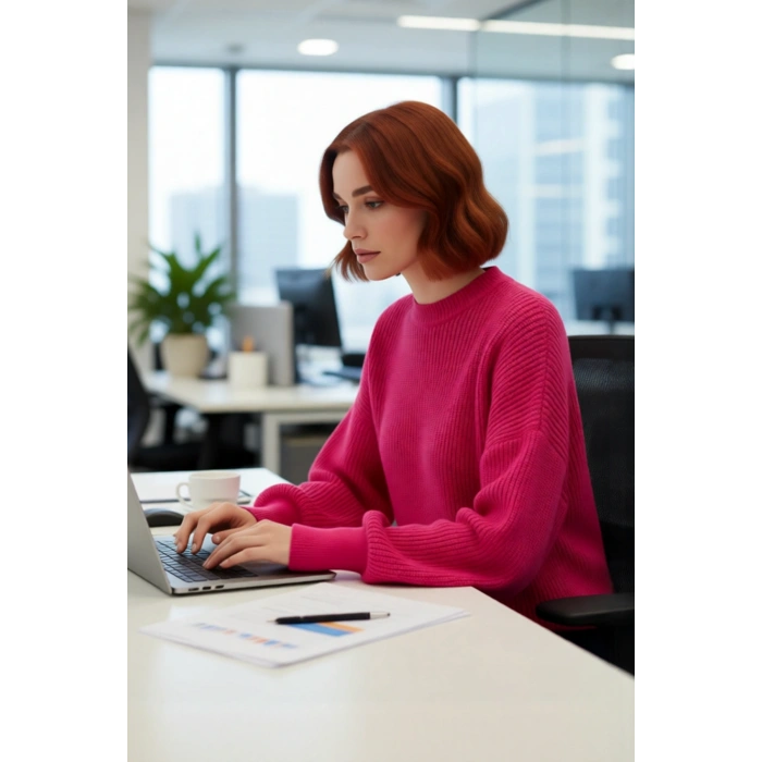 Kadın Oversize Basic Uzun Balon Kol Selanik Dokuma Triko Kazak 100% Akrilik Soğuk Havalar Kaliteli