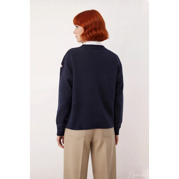 Kadın Oversize Bisiklet Yaka Baklava Desenli Düşük Kol Triko Kazak Kış Tarzına Şıklık Katıyor