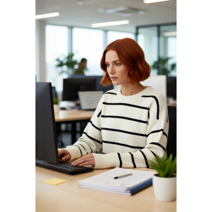 Kadın Oversize Bisiklet Yaka Triko Kazak Düşük Kollu Kış Mevsimi Rahatlığını Sunan Günlük Şıklık