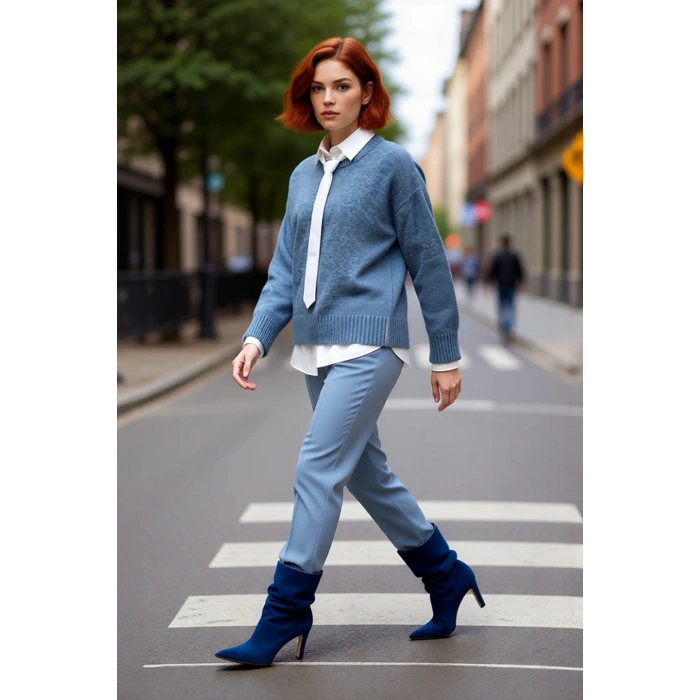 Kadın Oversize Bisiklet Yaka Triko Kazak Düşük Kollu Kış Mevsimi Rahatlığını Sunan Günlük Şıklık