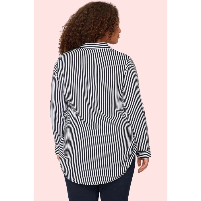 Kadın Oversize Çizgili Gömlek Uzun Kollu Dokuma Kumaş Günlük Kullanım Yaz Aylarının Vazgeçilmezi